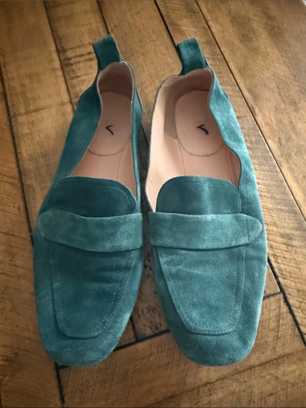J. Crew Teal Suede Penny Loafers